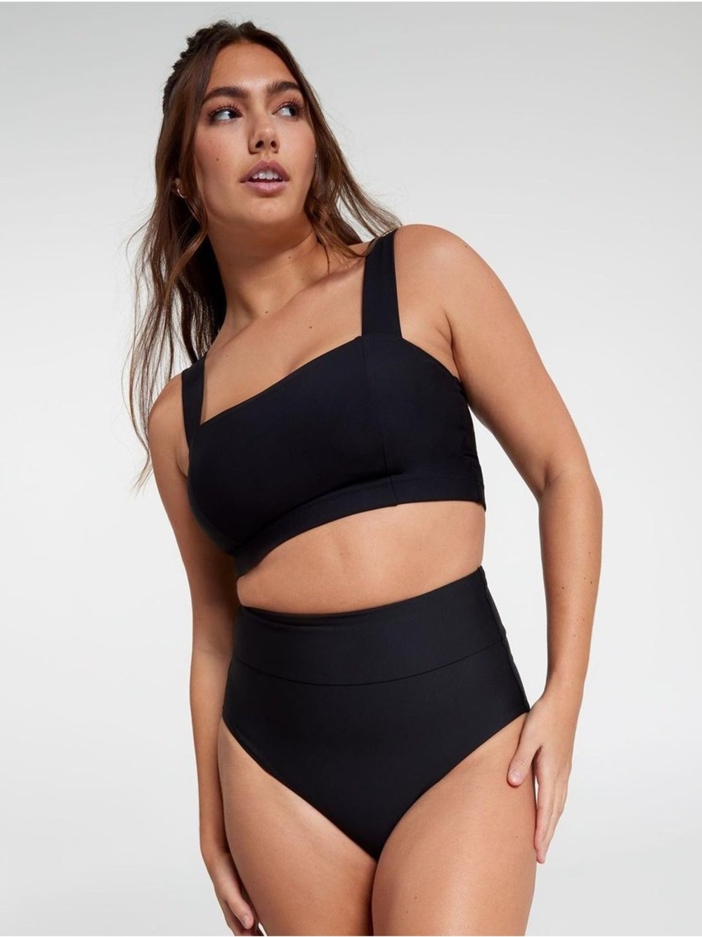 CALIA Women's Wide Shoulder Strap
Square Neck Long Line Swim Top